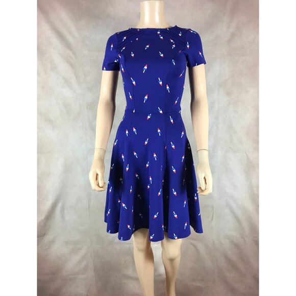 Unique Vintage Gwynnie Bee Red White Blue POPSICLE Print Dress XS - Picture 8 of 8